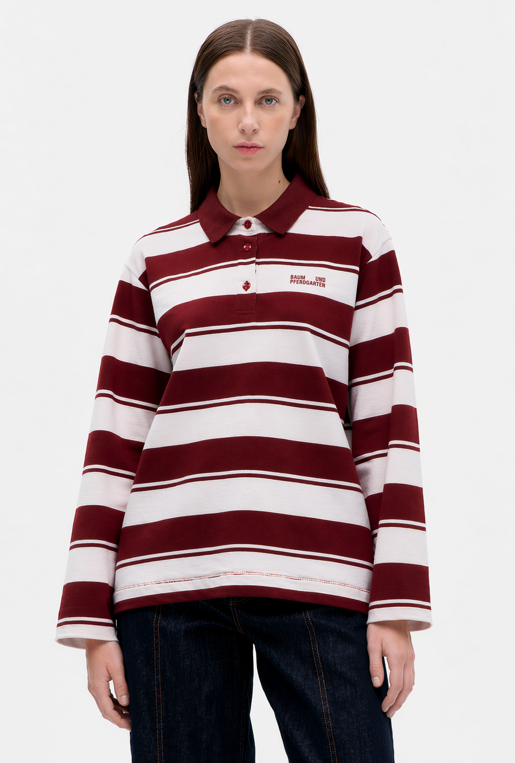 JEANNE | Pink Red Polo Stripe