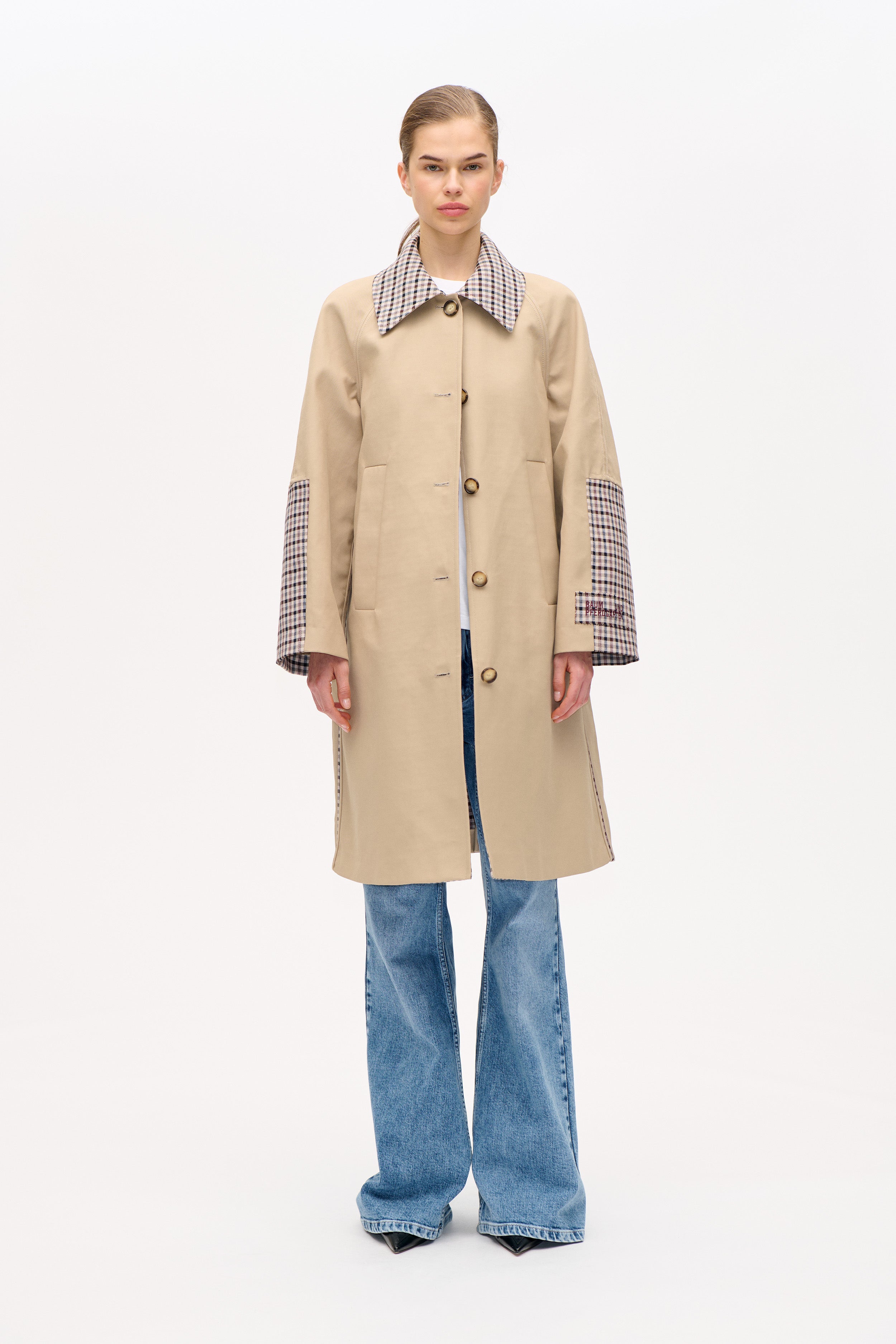 DONNIE COAT | Brown Camel Check