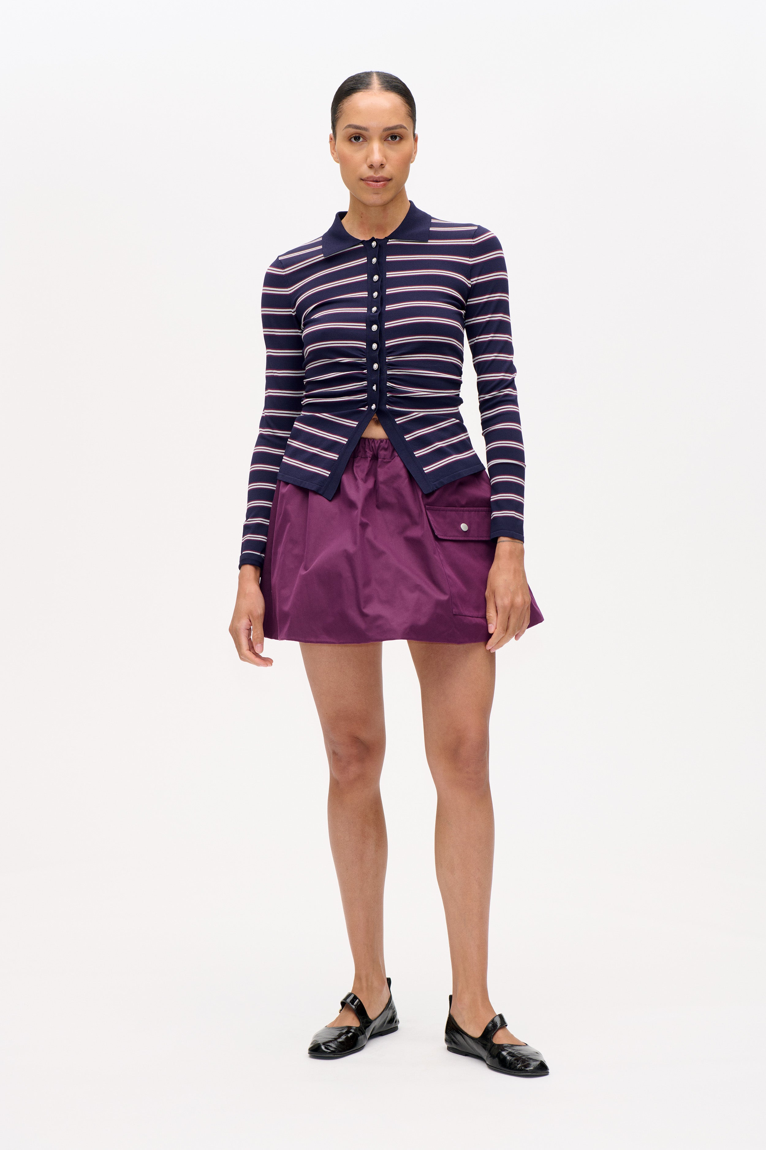 CAMILINE | Navy Plum Stripe