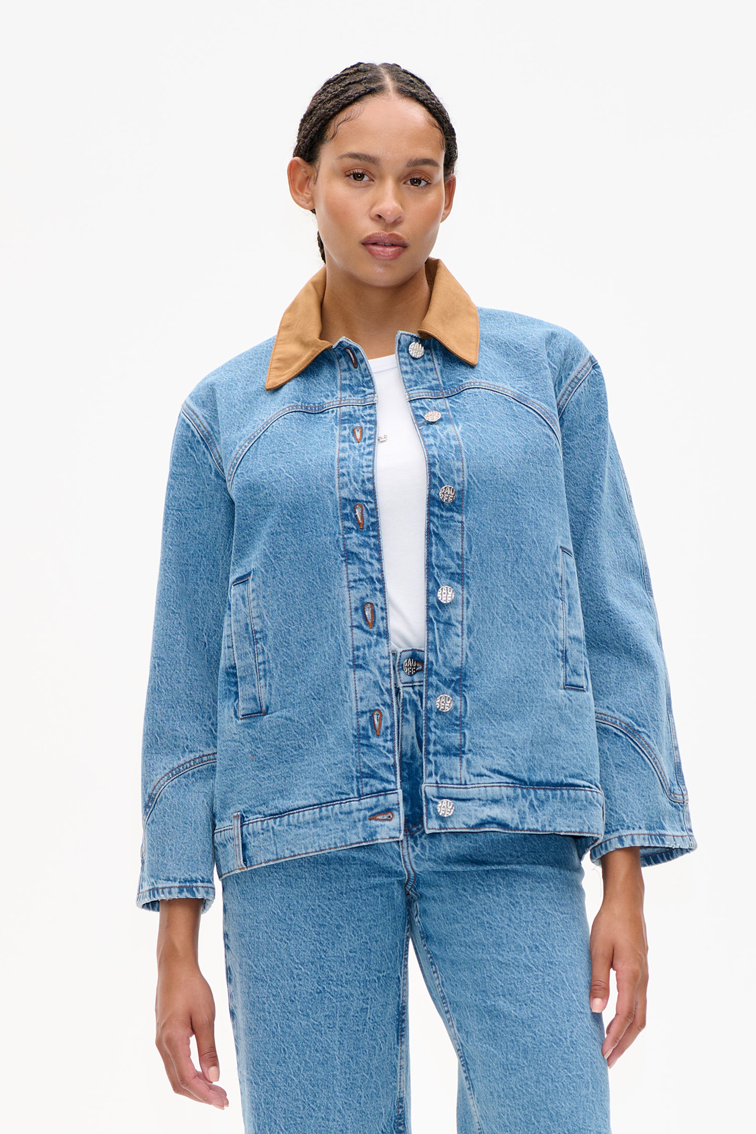 Shop BAYSON JACKET in Denim Suede Mix | Fast Delivery