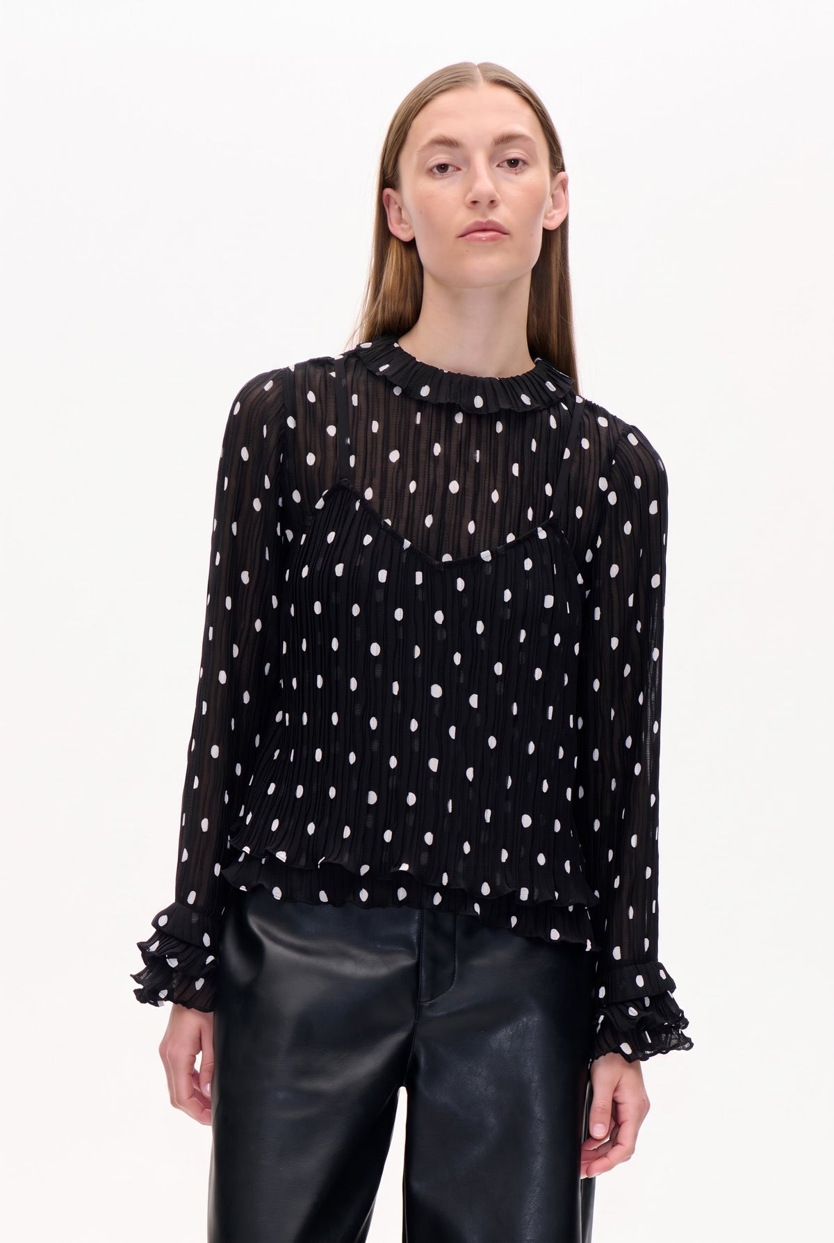 MANAIA BLOUSE | Black Crinkle Dot