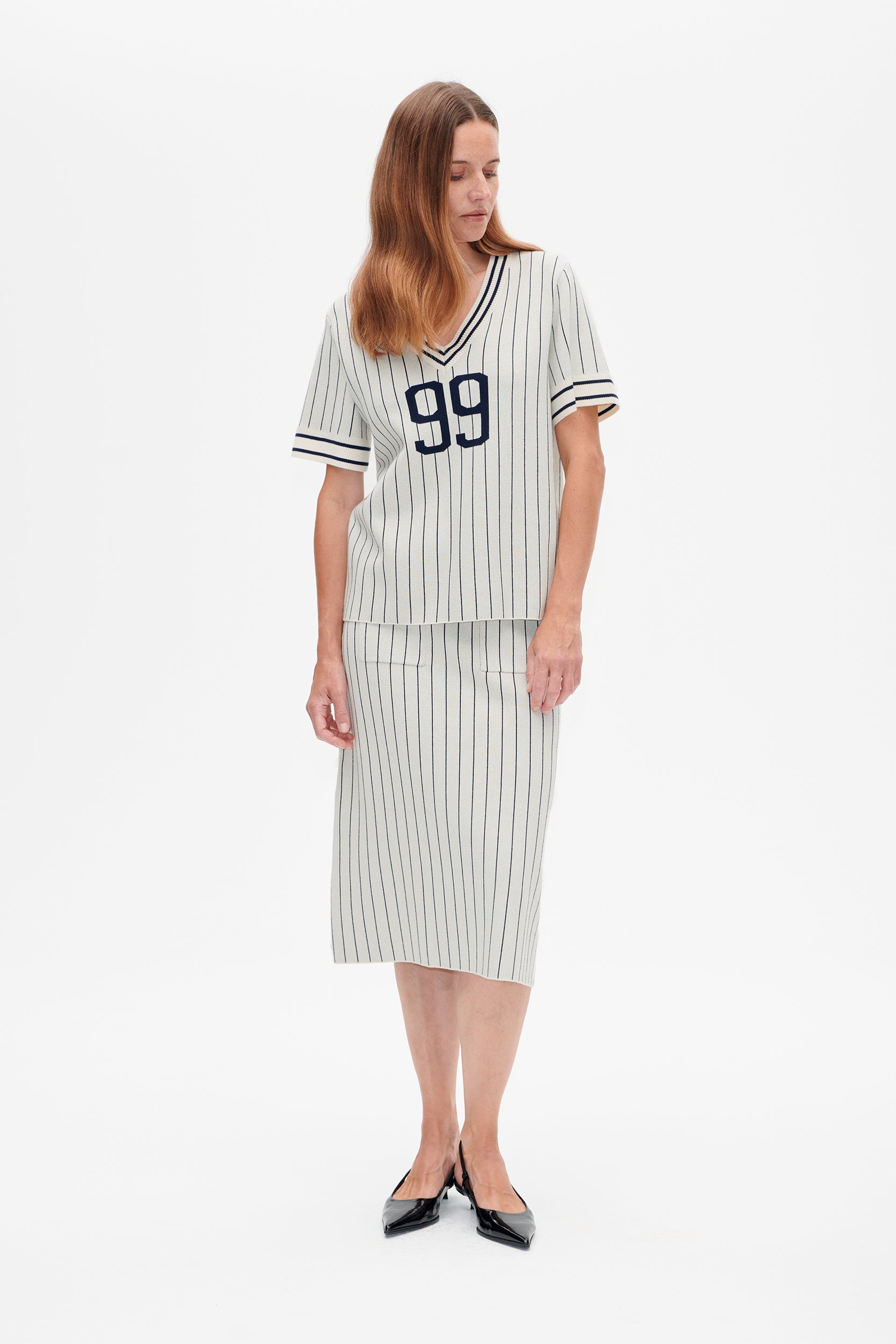 Shop Cannie jersey in Creme Navy Stripe | Worldwide Shipping
