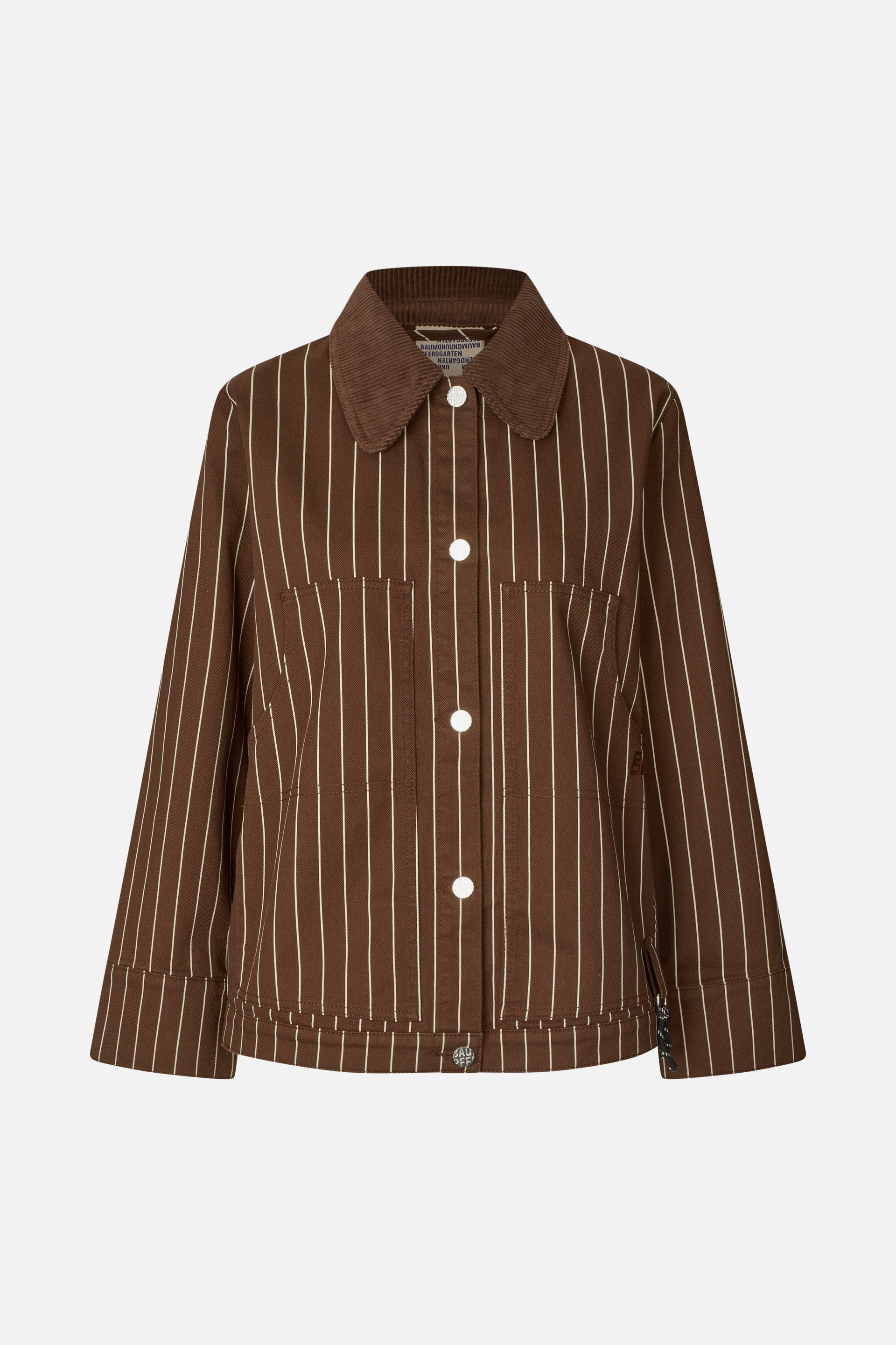 Shop Belinda Jacket in Creme Brown Pinstripe | Fast Delivery