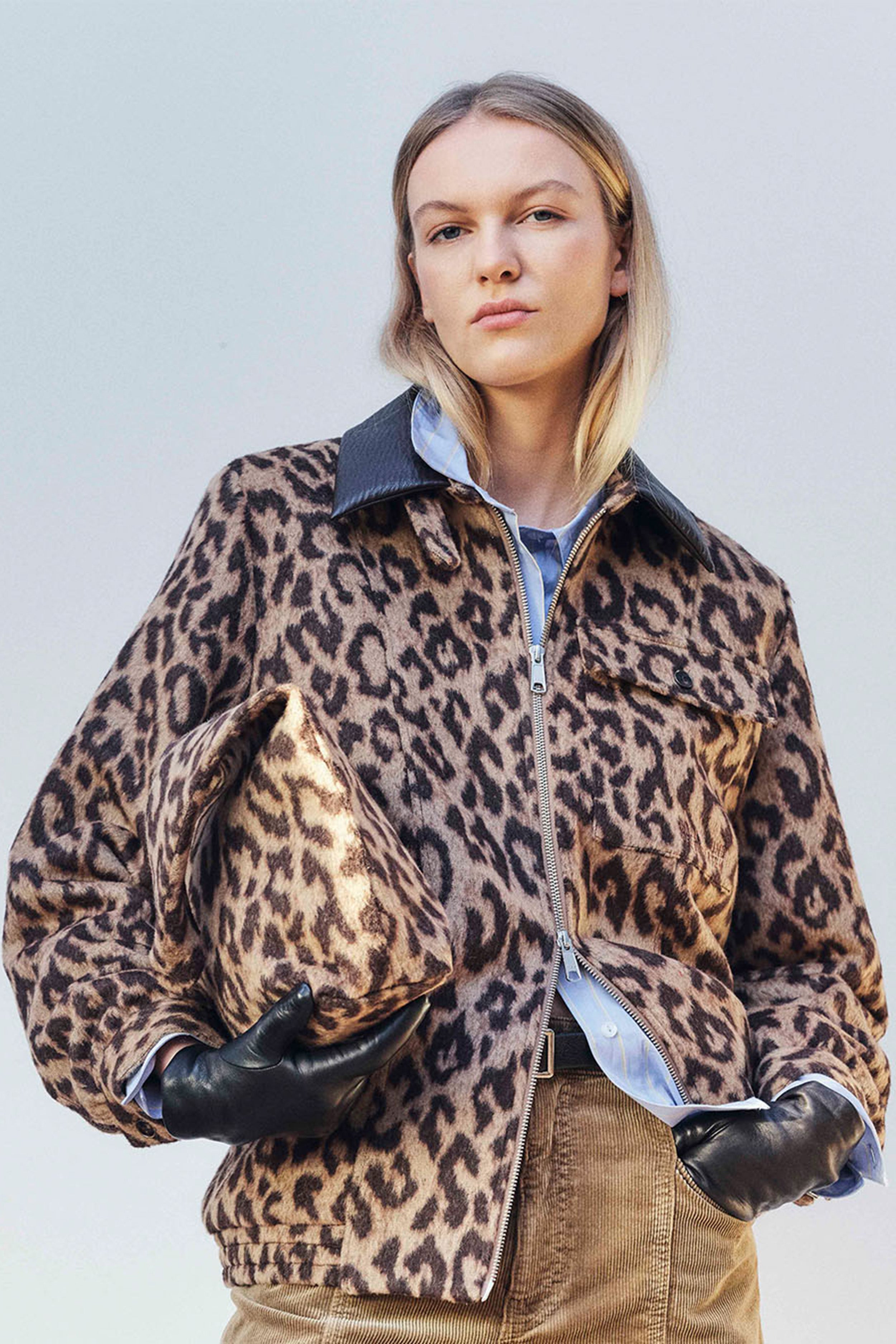 Shop | BELINE JACKET | Wool Camel Leopard | Fast delivery