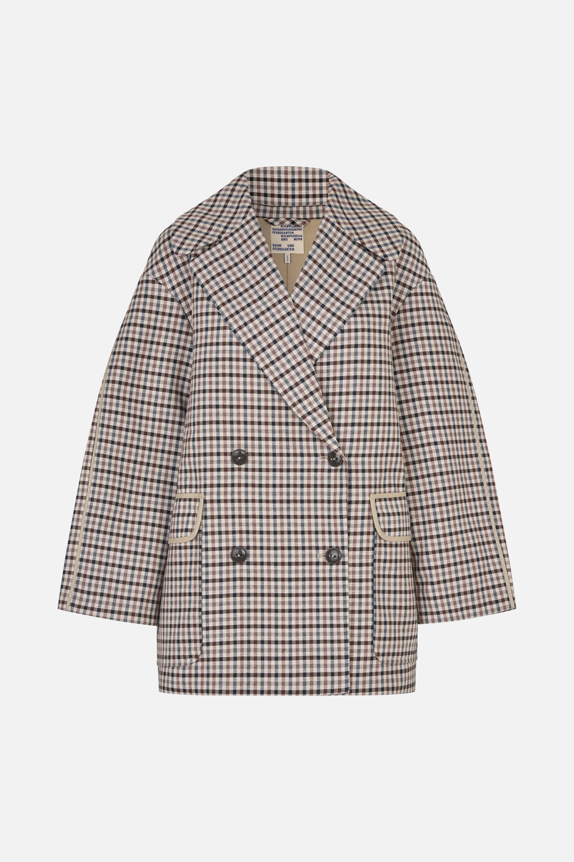 Shop Donnie Coat in Brown Camel Check | Worldwide Shipping