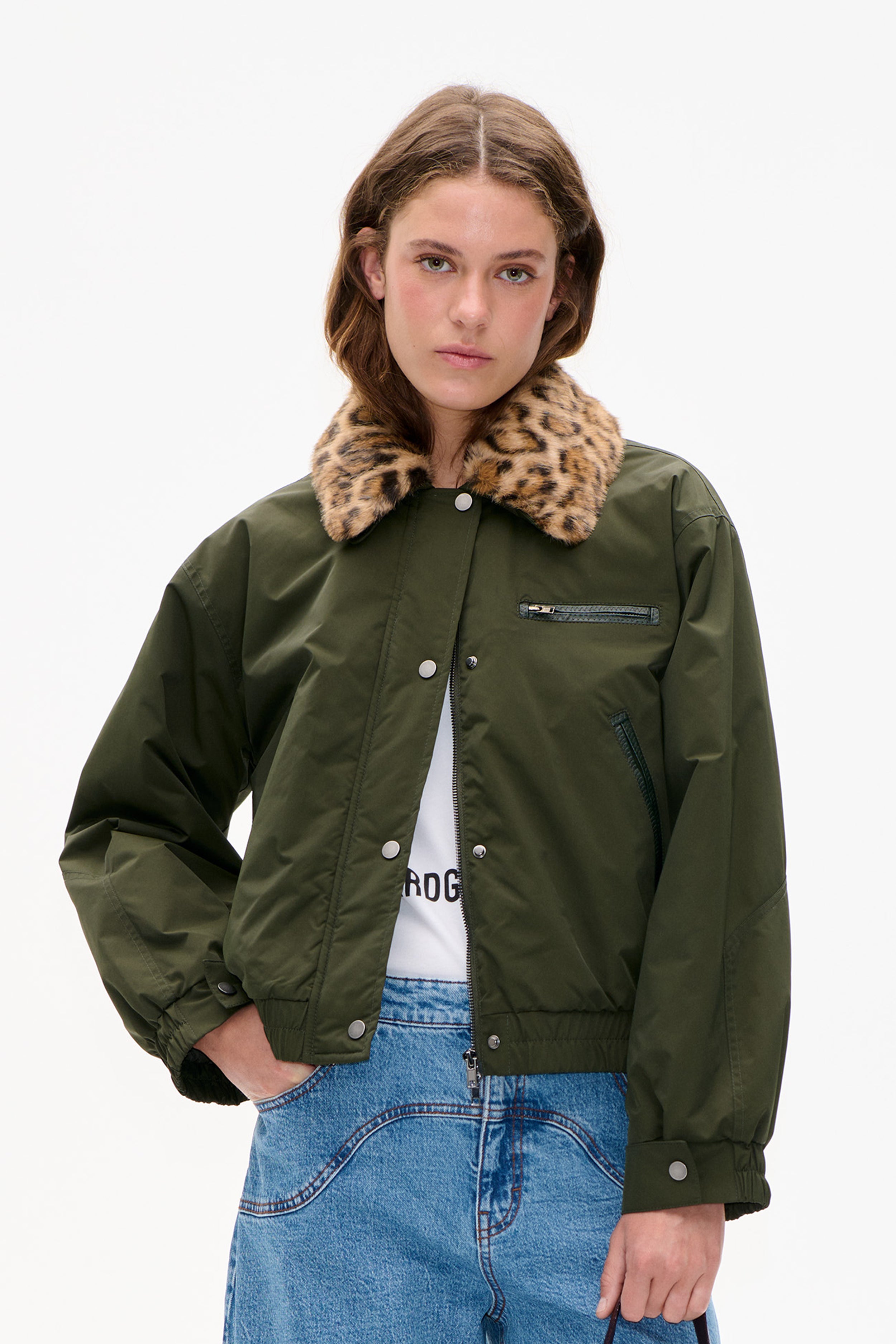 Shop BRONTE JACKET in Rosin Green Leopard | Fast Delivery