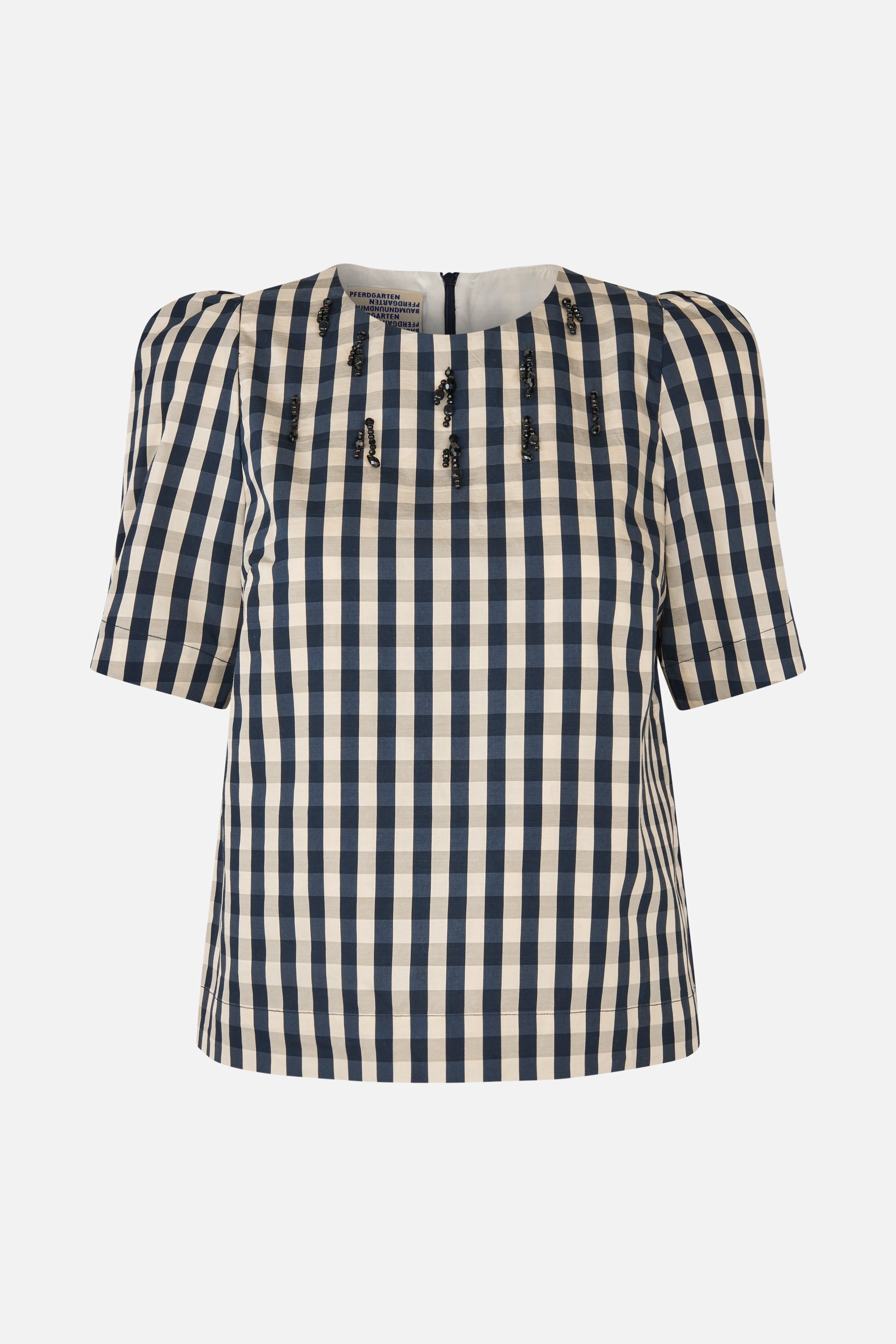 Shop MINU BLOUSE in Navy Creme Check | Fast Delivery