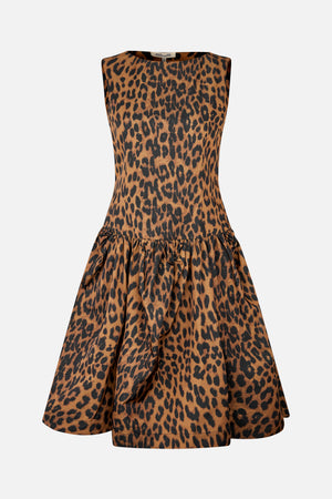 solid brown leopard print dress Brown Leopard Strapless Maxi Dress