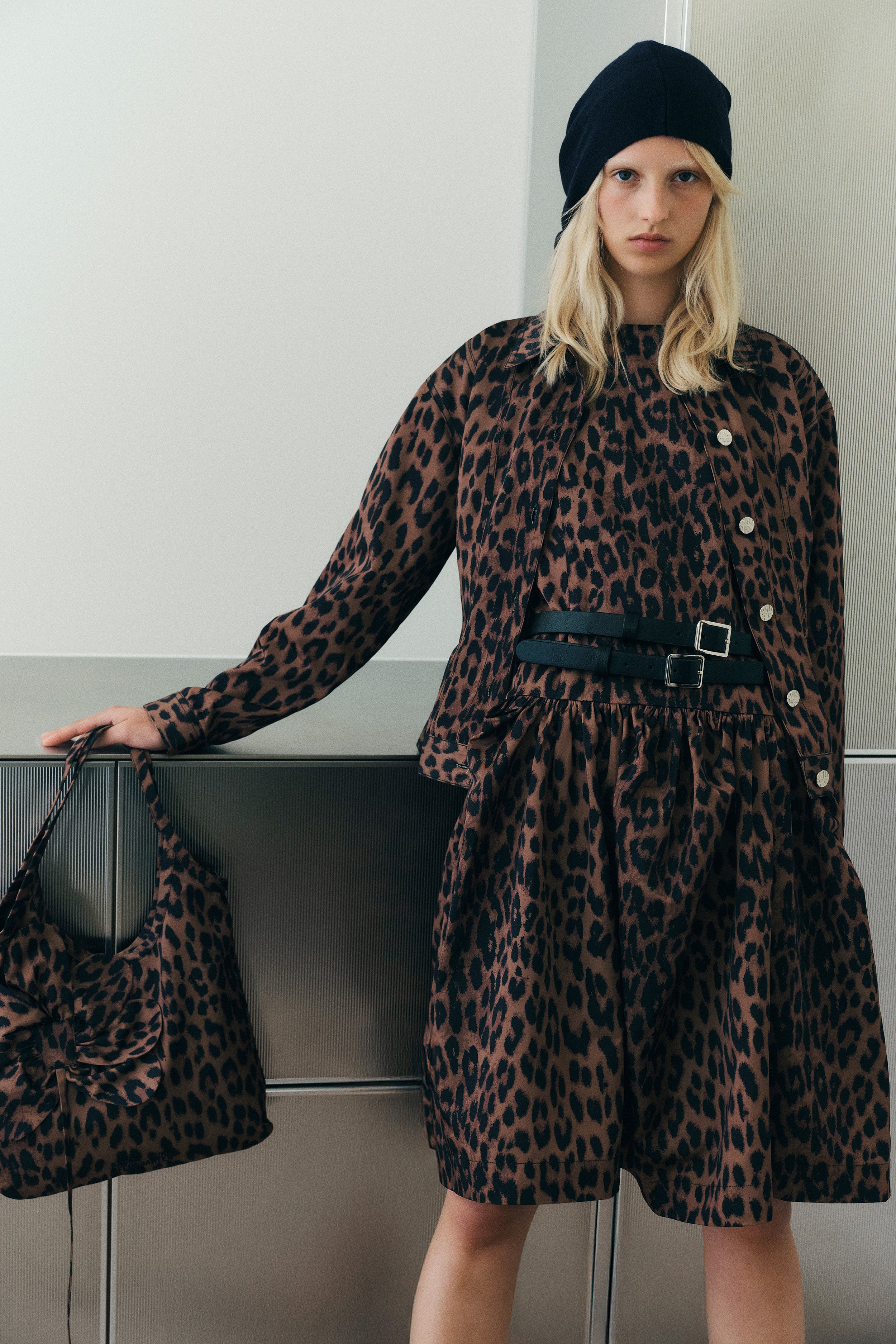 Shop ANEVA DRESS in Dark Brown Leopard | Fast Delivery
