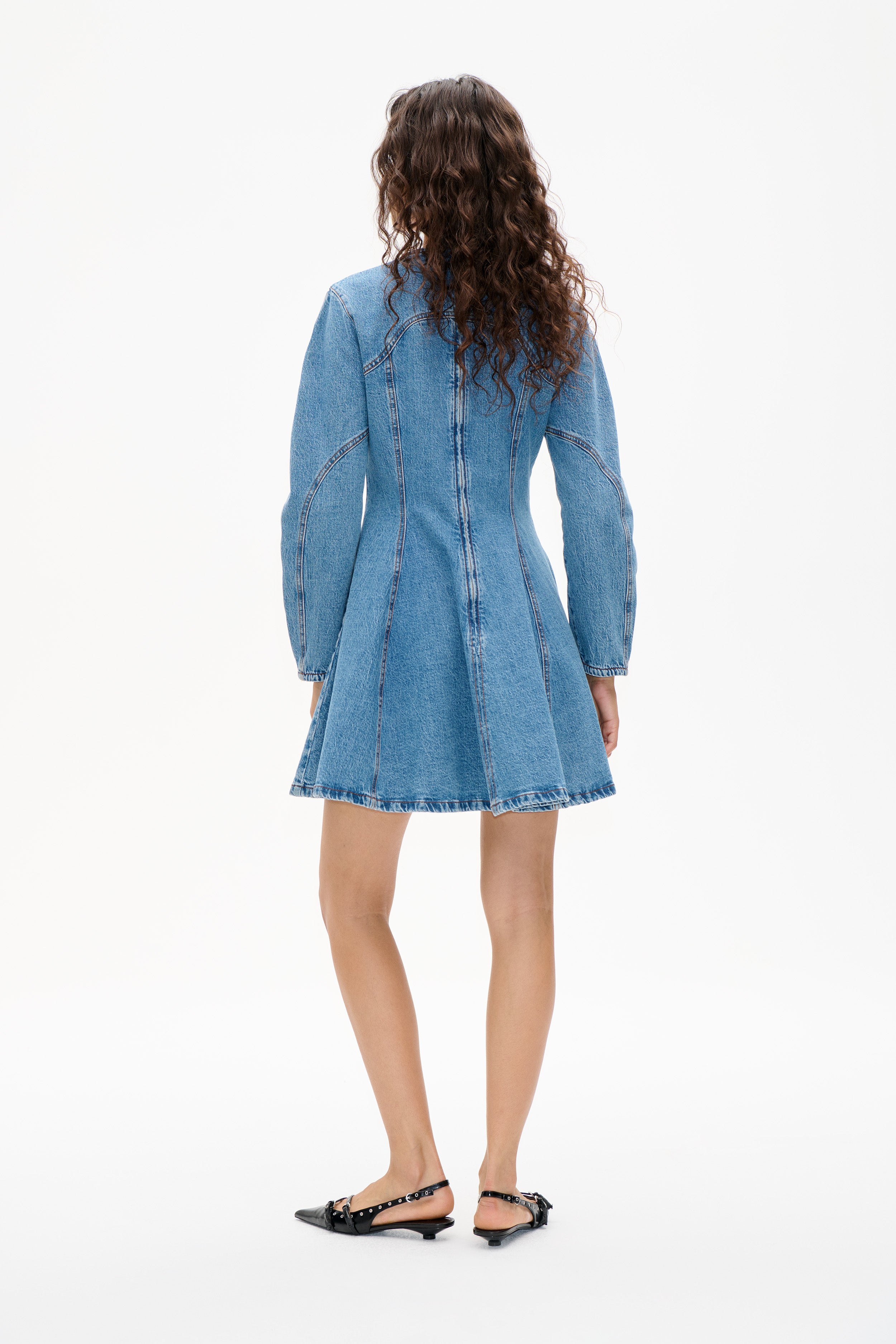 Shop ANEY DRESS in Denim Suede Mix | Fast Delivery