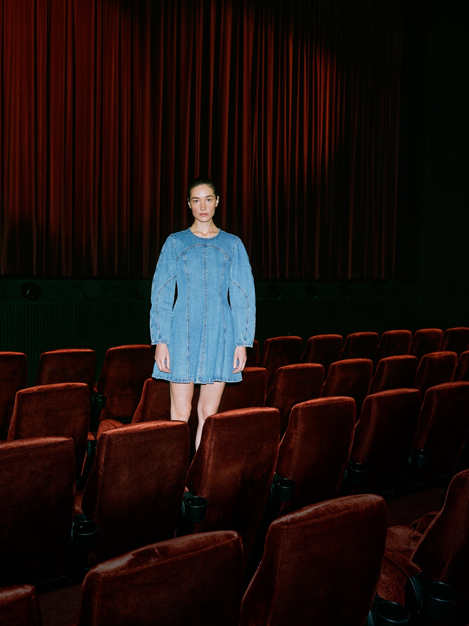 Shop ANEY DRESS in Denim Suede Mix | Fast Delivery