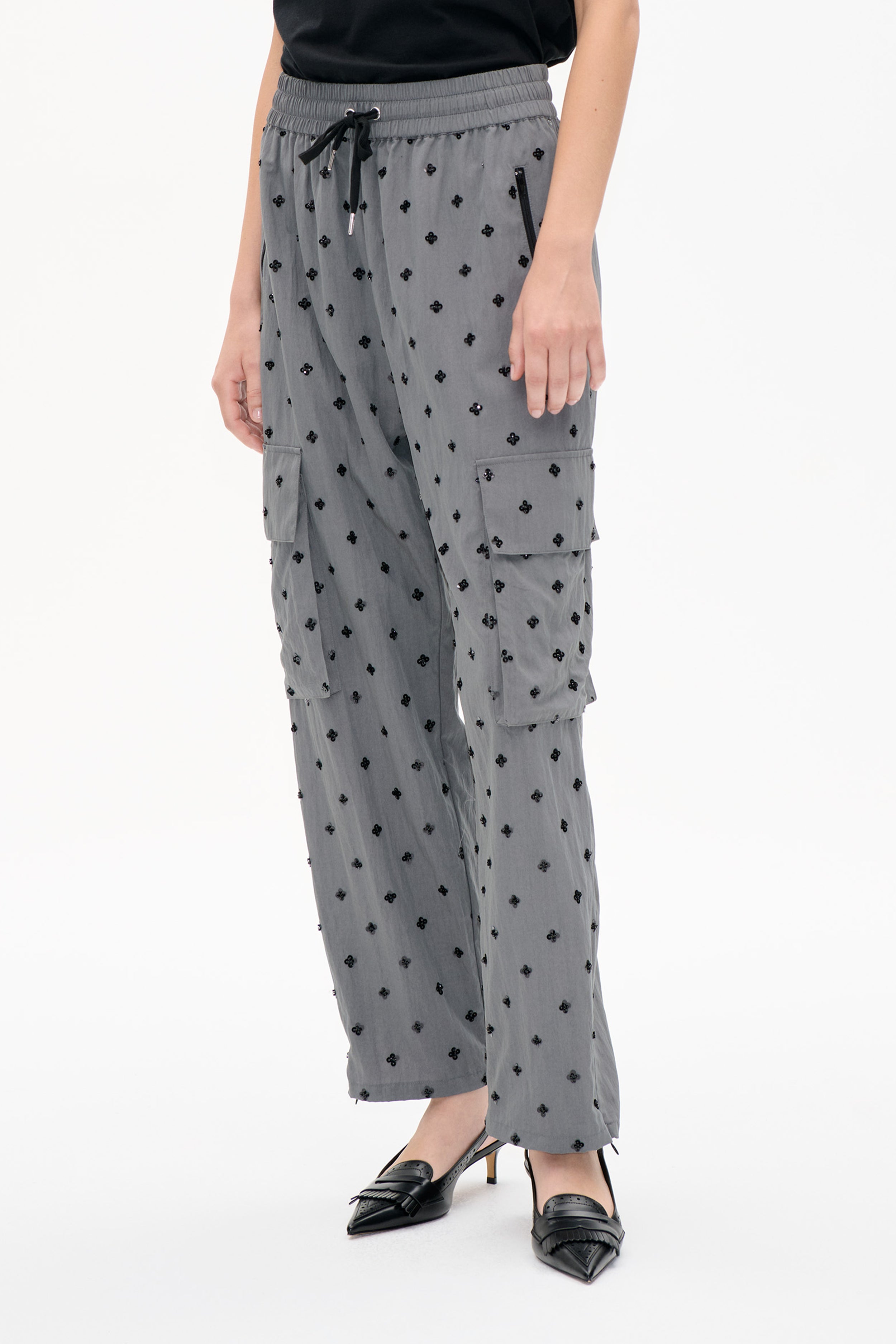 MUGUET side tuck long pants gray