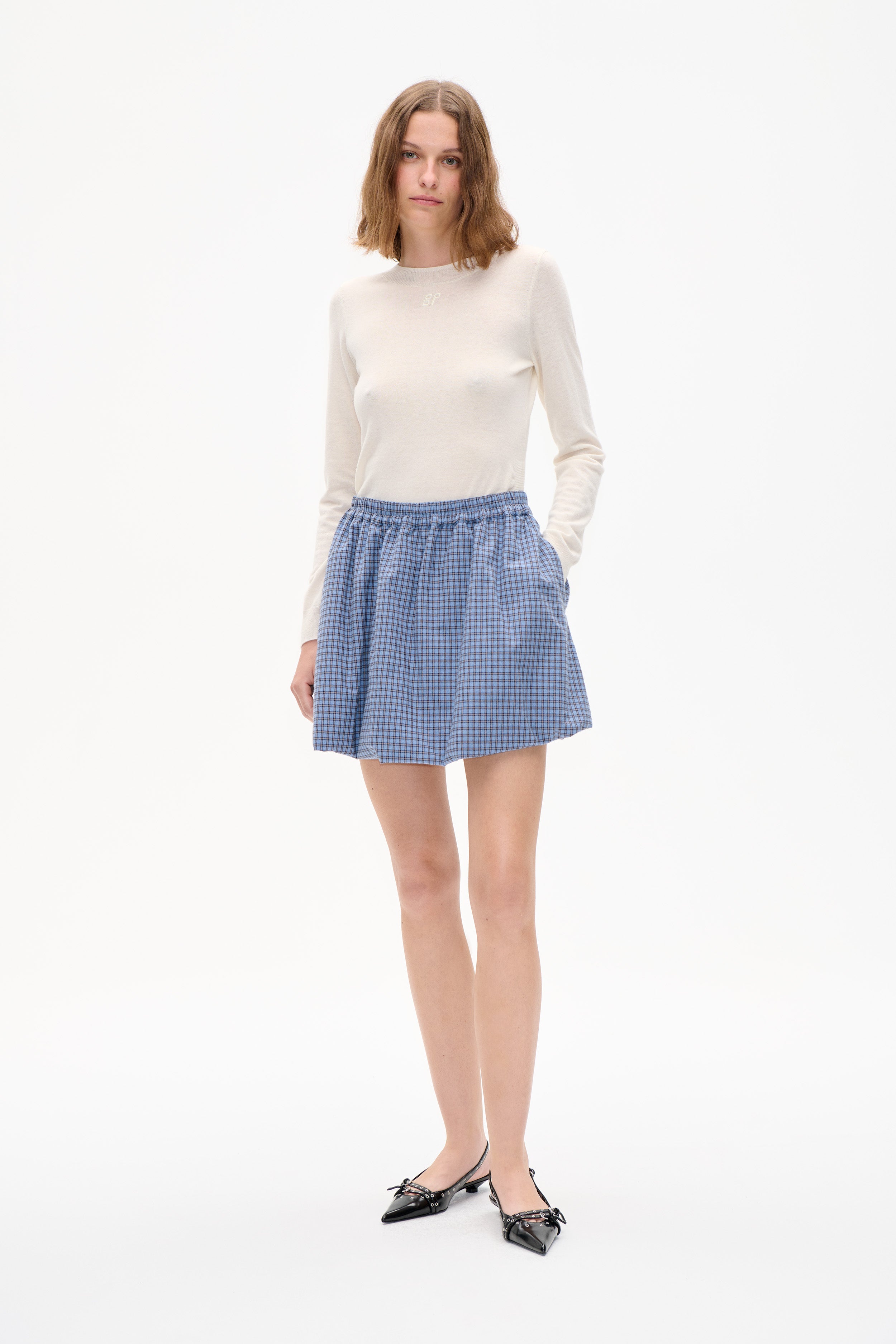 新品未使用【pan】schönherr flannel mini skirt Shop SANDA SKIRT in Blue Flannel Check | Fast Delivery