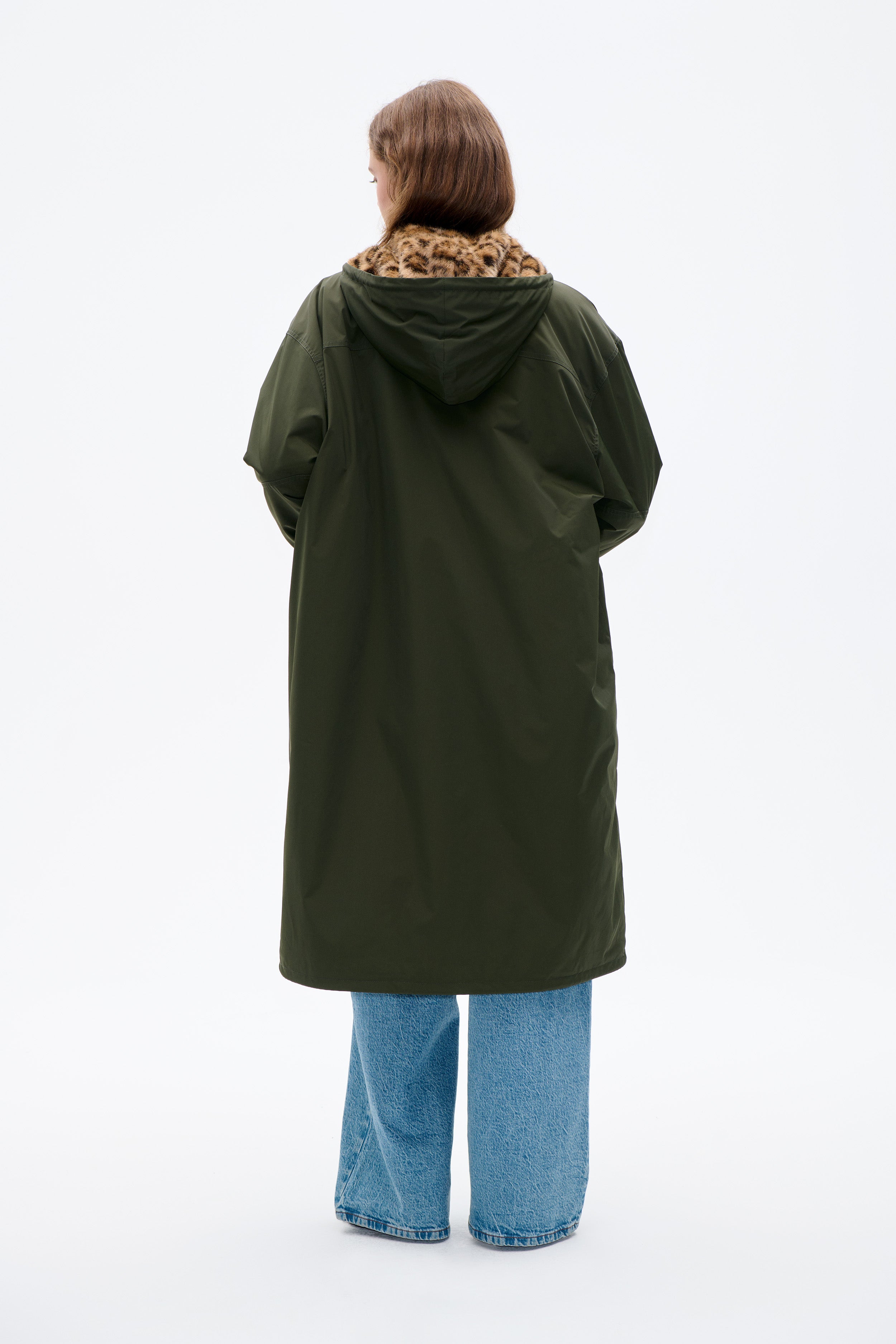 Shop DEMI COAT in Rosin Green Leopard | Worldwide Shipping
