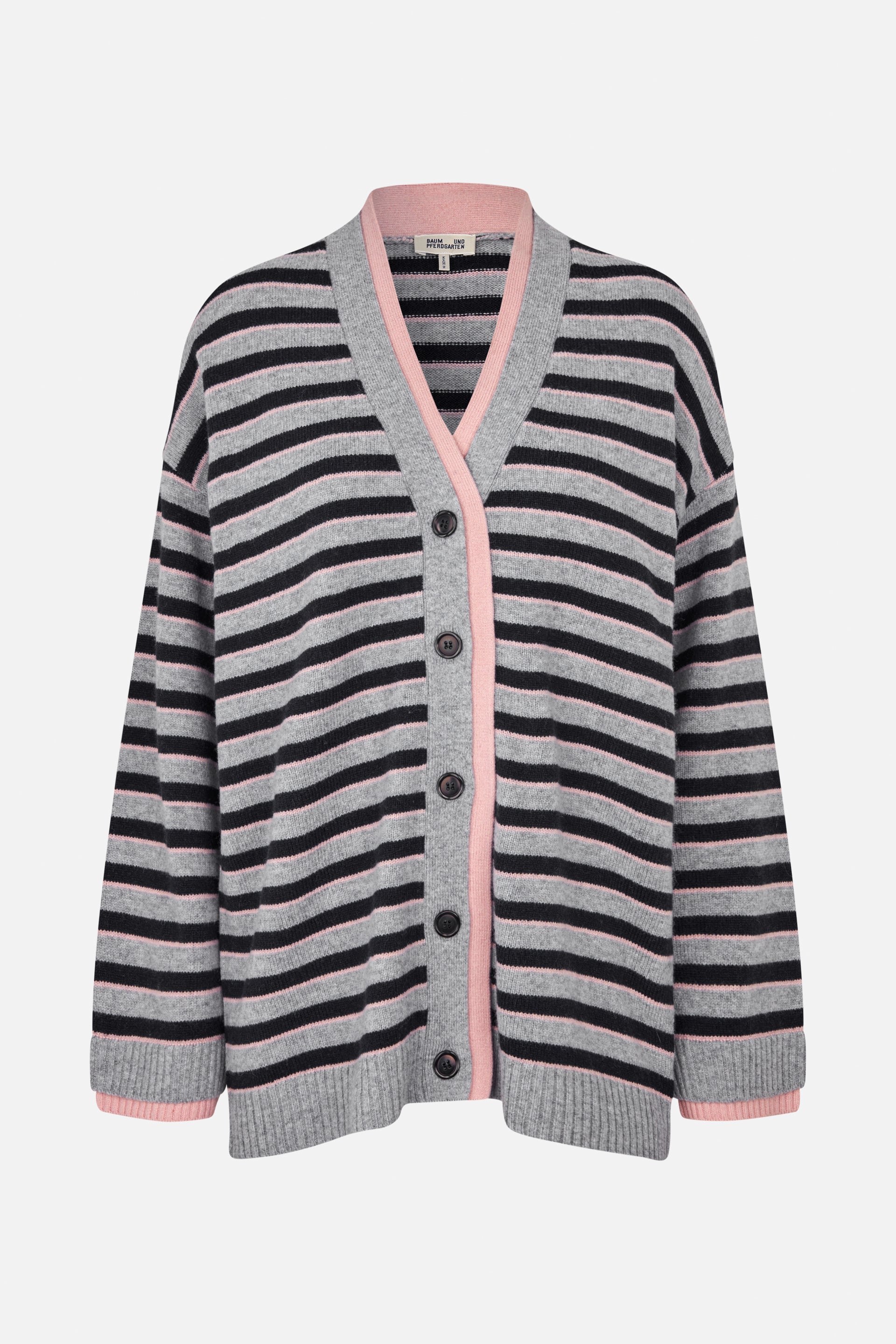 Shop CISSIA CARDIGAN in Grey Black Stripe | Fast Delivery