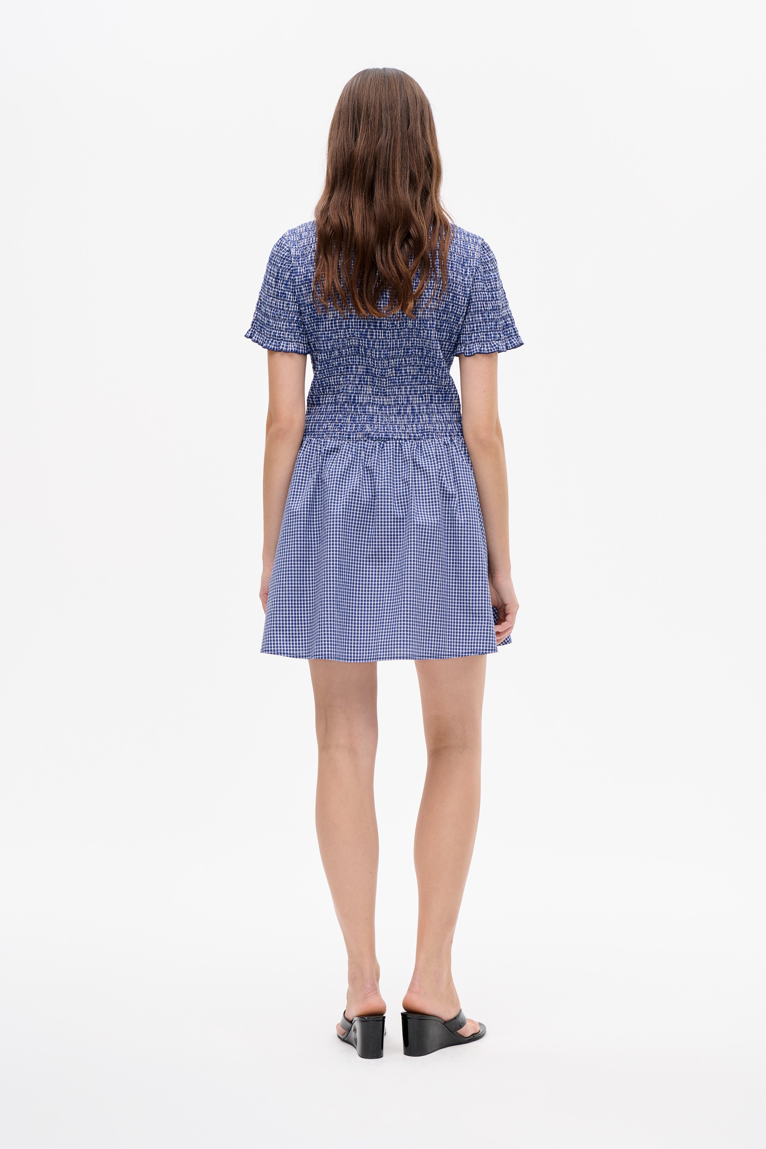 Shop ASSANDRA DRESS in Mini Blue Check | Fast Delivery