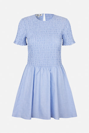 blue heron dress Madewell Square-Neck Mini Dress in 100% Linen In Blue Heron Size 4 NWT