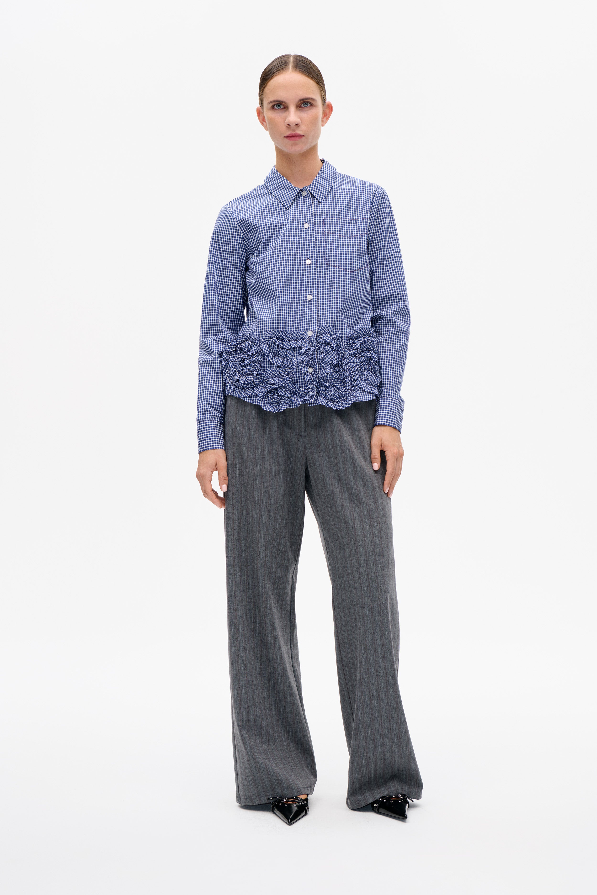 Shop MARIEL SHIRT in Mini Blue Check | Fast Delivery