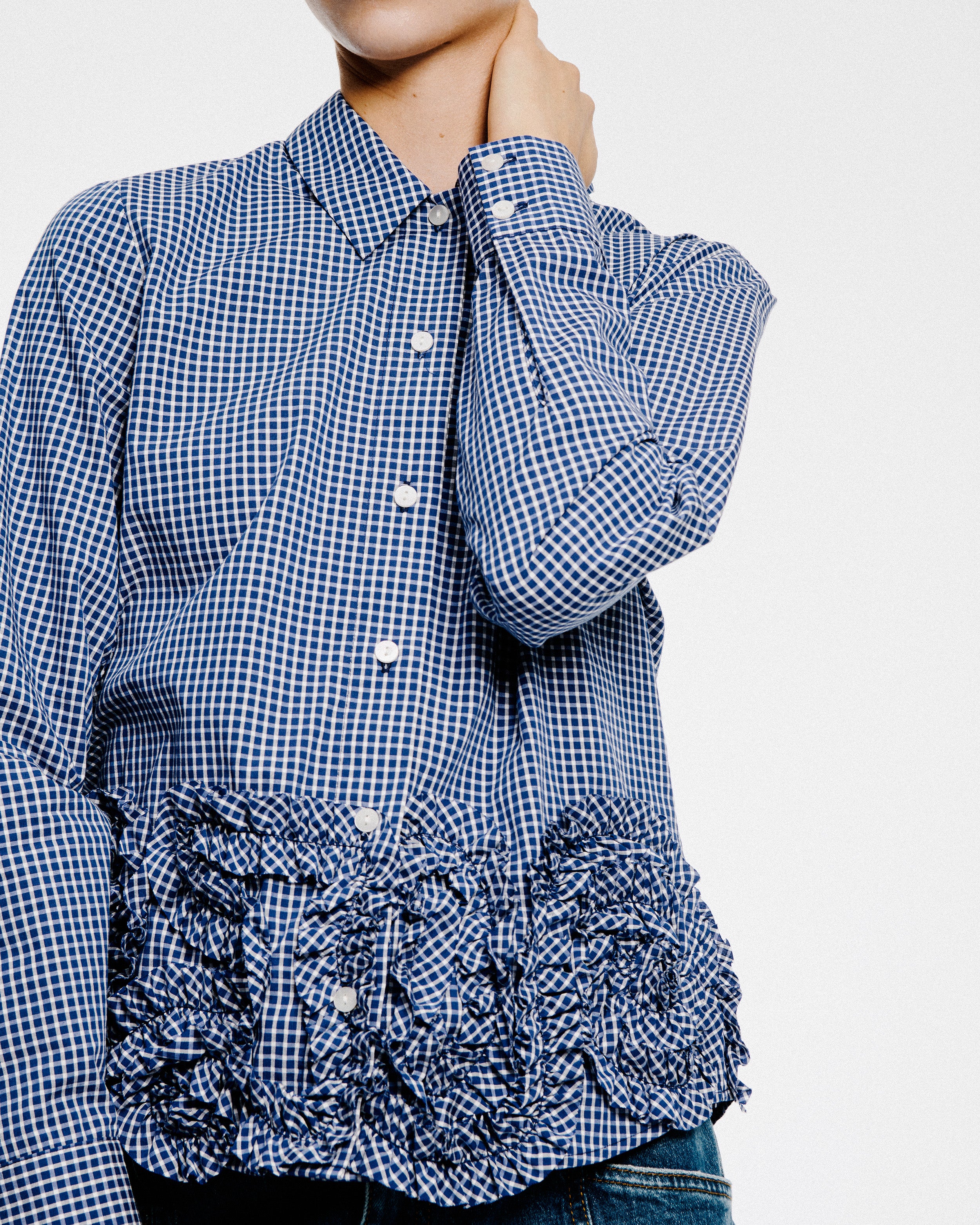 Shop MARIEL SHIRT in Mini Blue Check | Fast Delivery