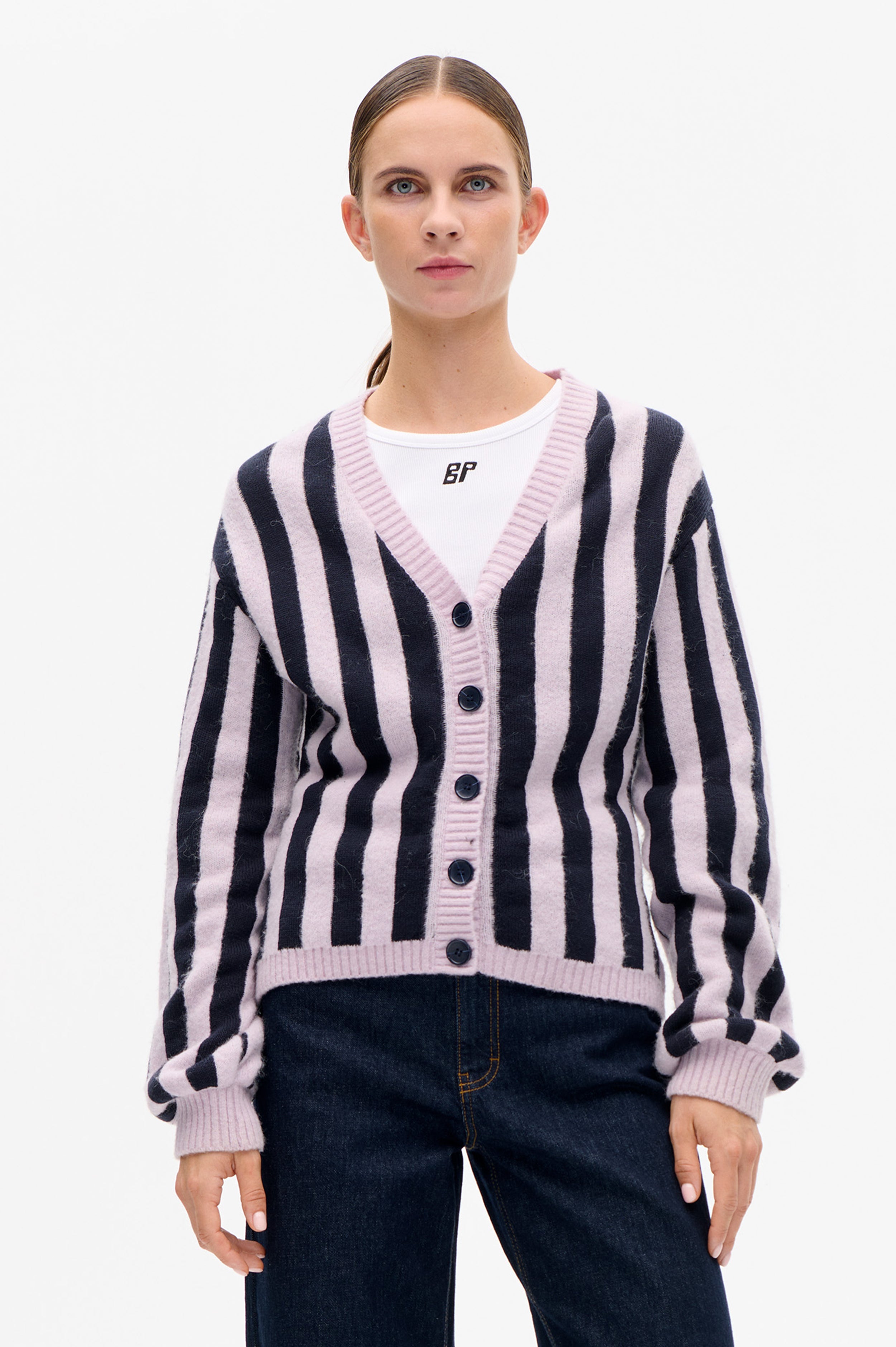 Shop CENAYA CARDIGAN in Orchid Blue Stripe | Fast Delivery