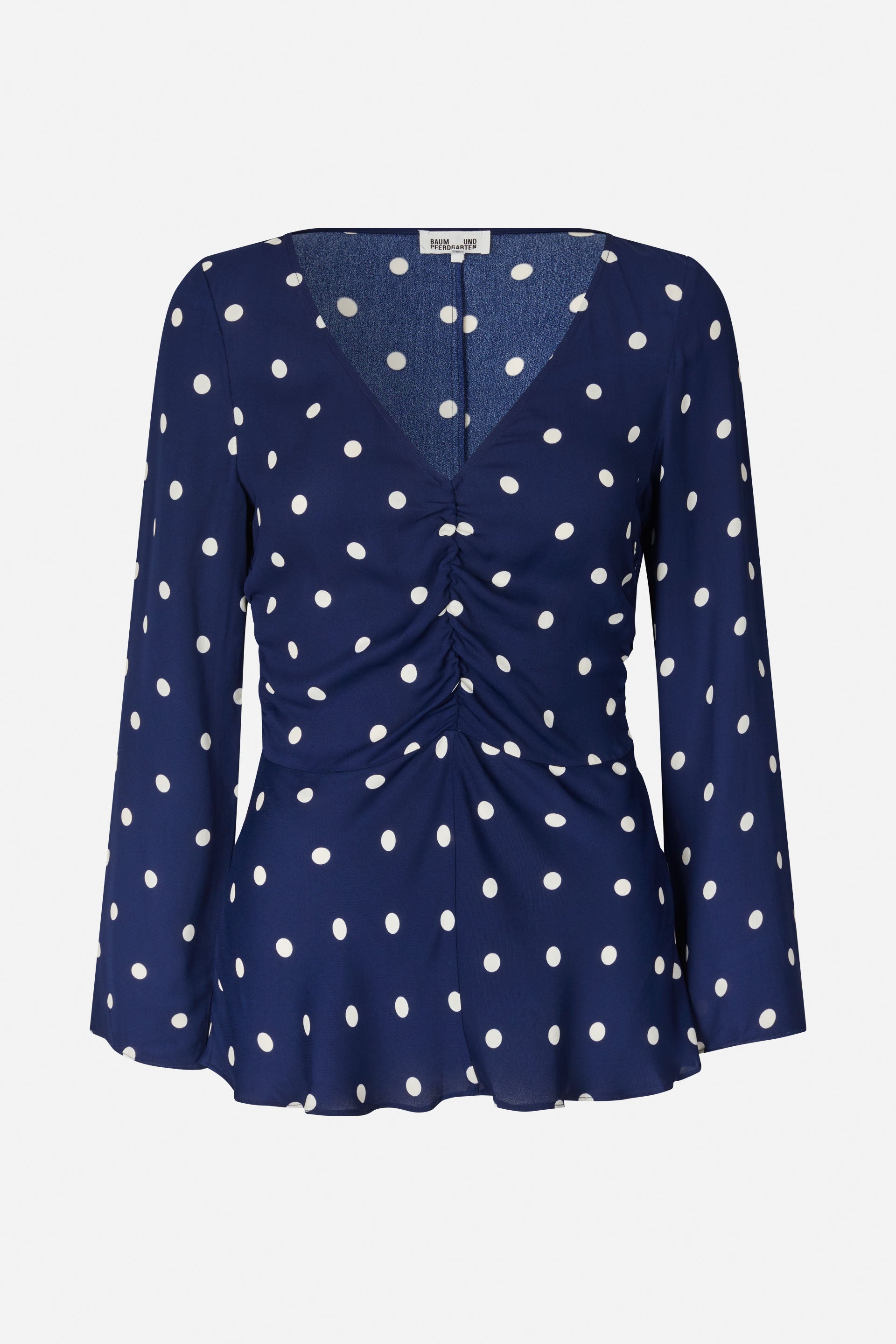 Shop MALLIE BLOUSE in Navy Creme Dot | Worldwide Shipping