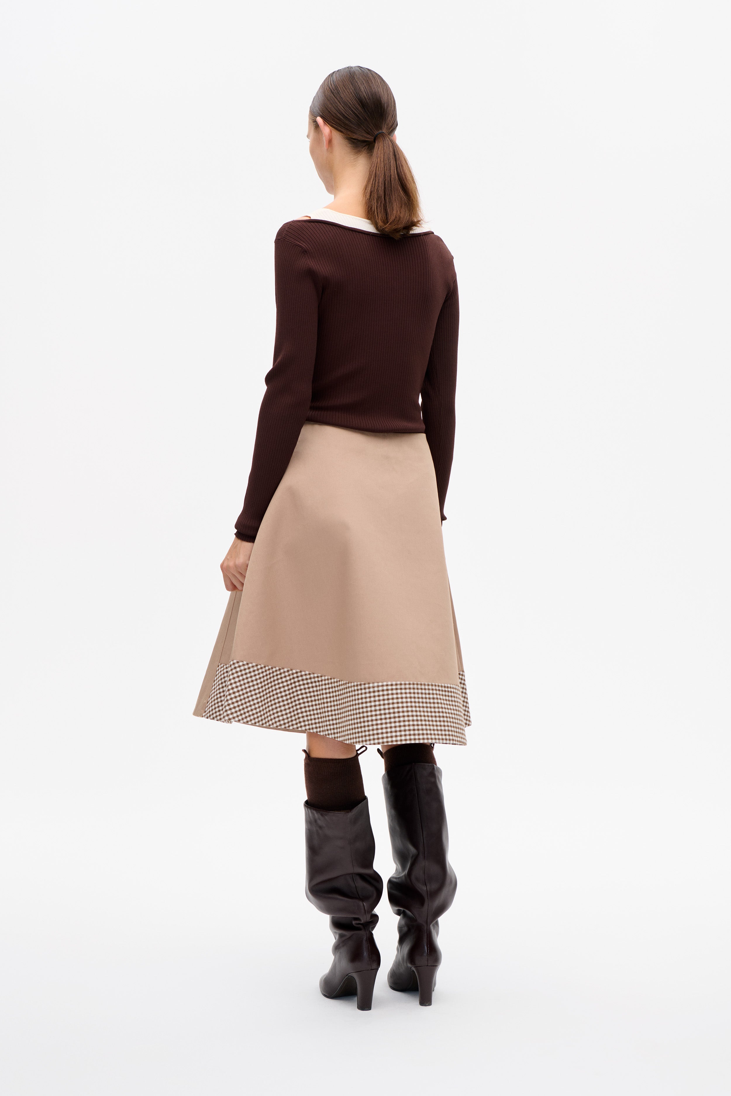 Shop SIV SKIRT in Portabella Camel Check | Fast Delivery