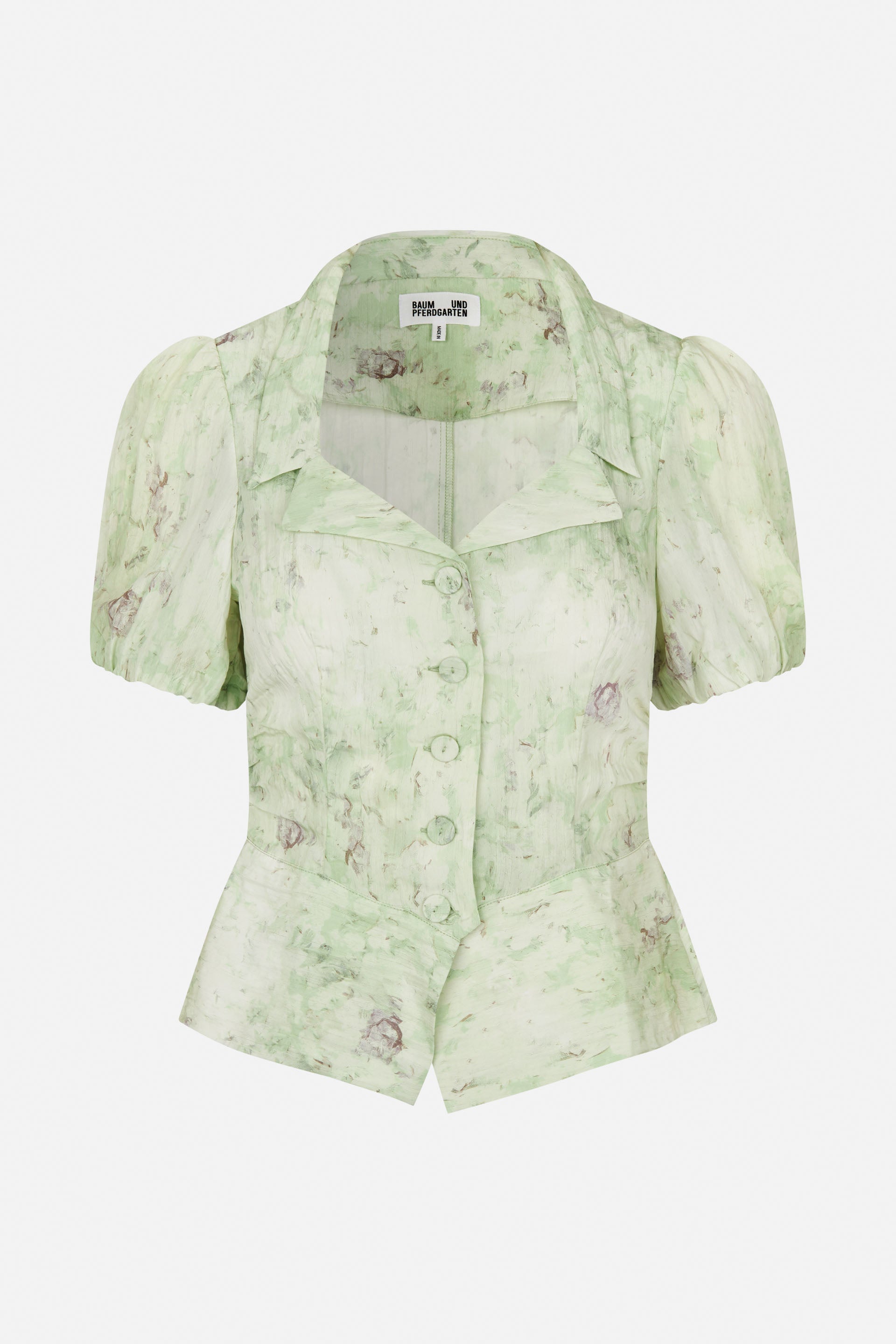 Shop MACAIA BLOUSE in Distorted Green Flower | Fast Delivery