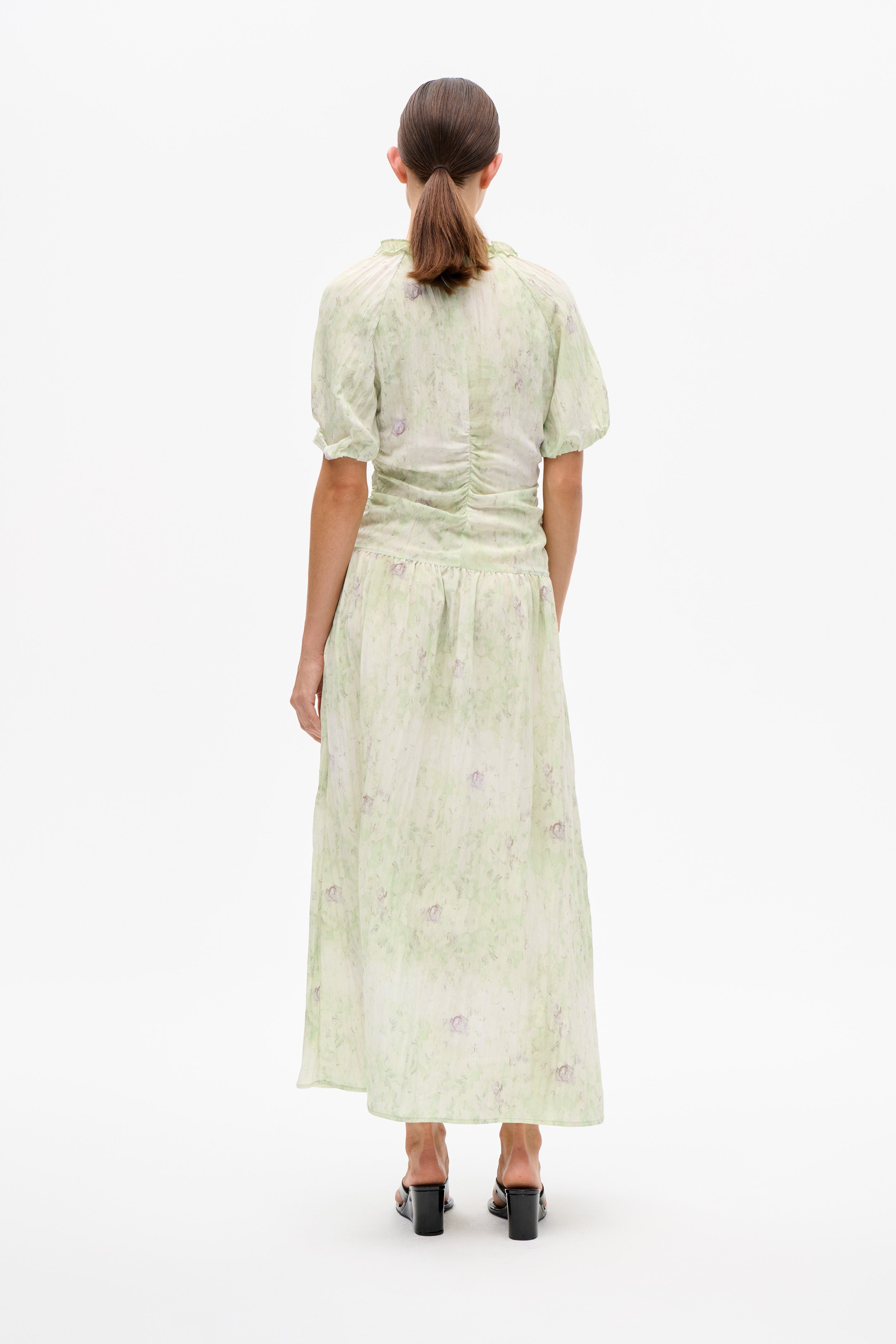 Shop ABELLINE DRESS in Distorted Green Flower | Fast Delivery