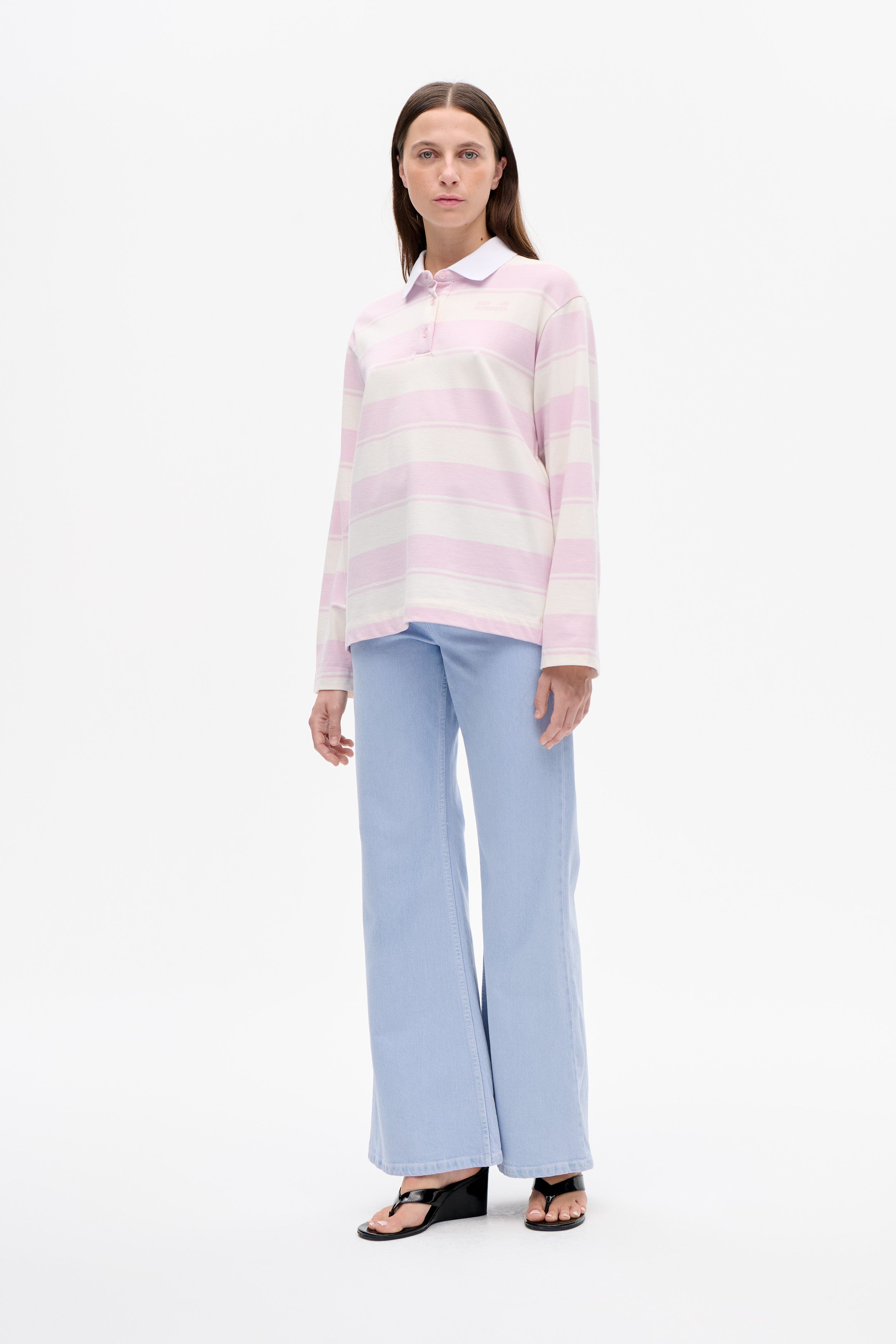 Shop JEANNE TOP in Lilac Polo Stripes | Fast Delivery