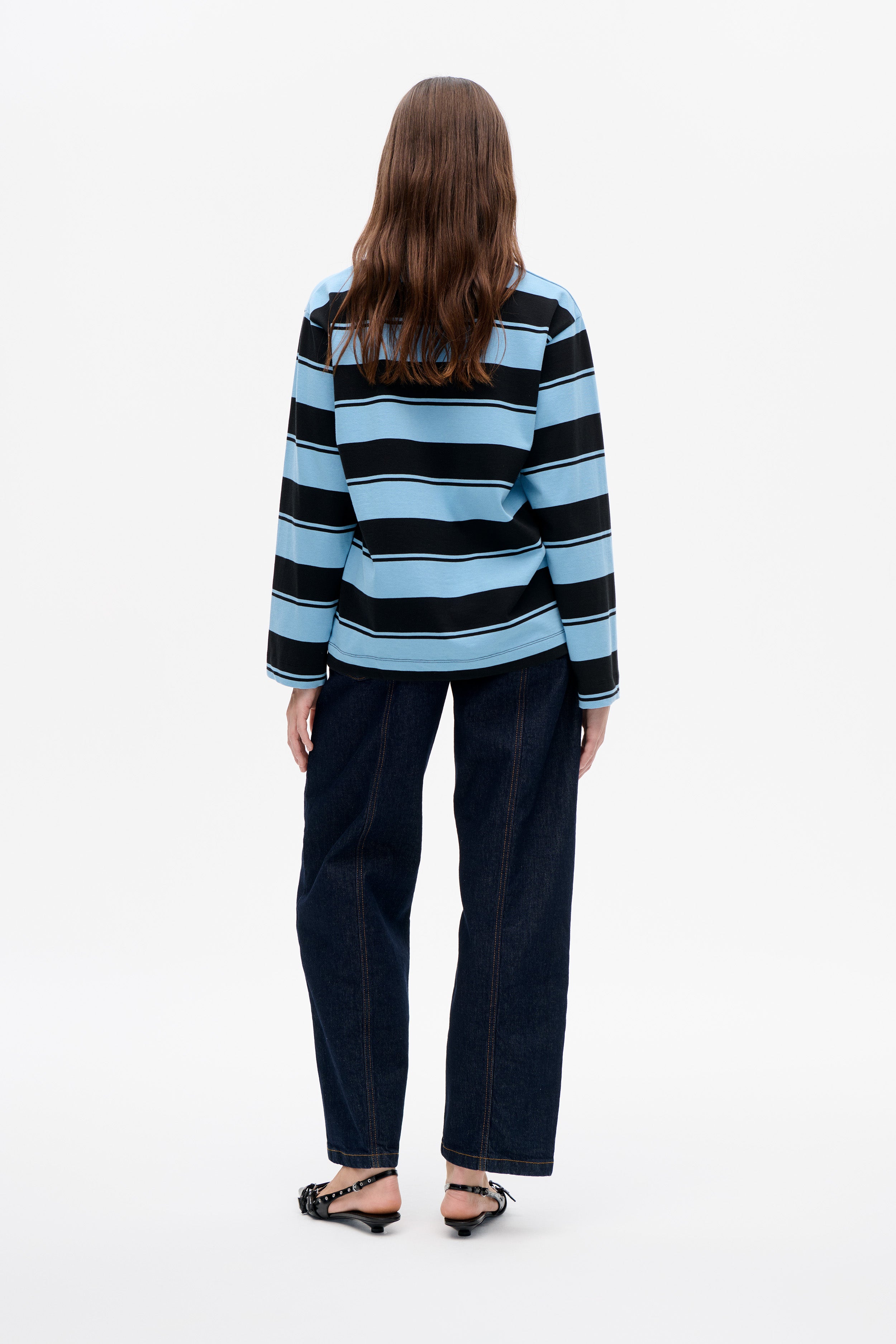 Shop JEANNE TOP in Blue Black Polo Stripes | Fast Delivery