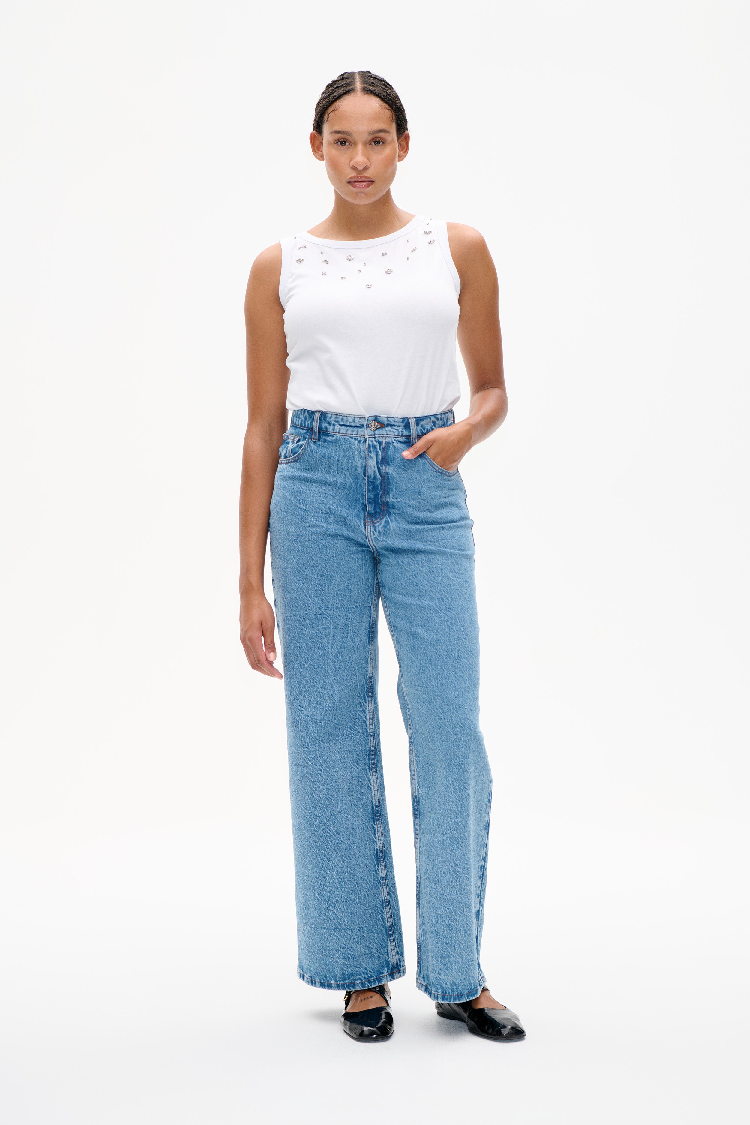 【きなこ様】SUNA'E Design Pocket Cocoon Denim Shop NINI JEANS in Denim Suede Mix | Fast Delivery