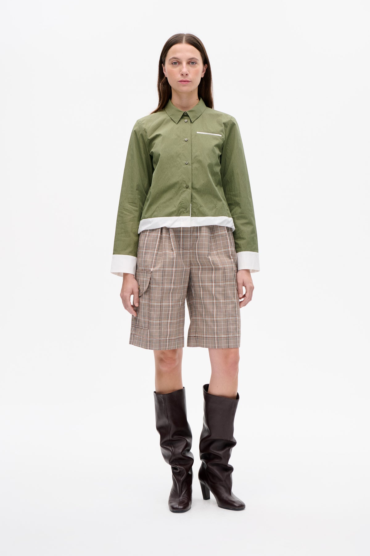 Shop NEETO SHORTS in Brown Mini Check | Worldwide Shipping