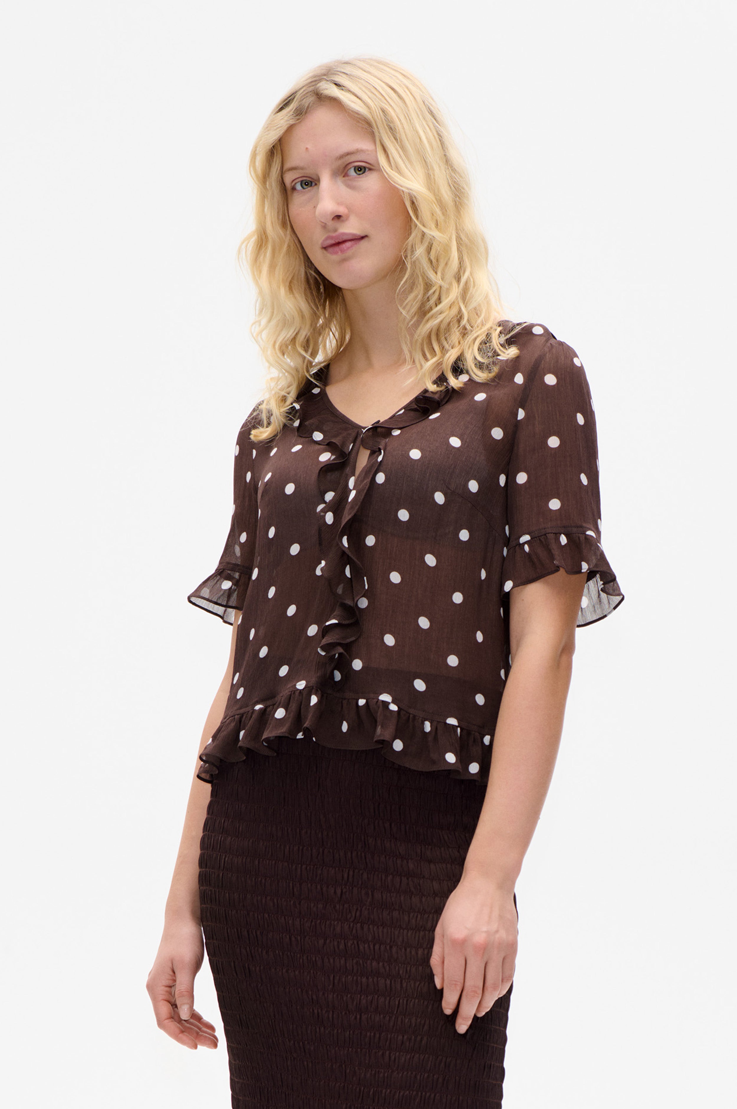 Shop MADICEN BLOUSE in Coffee Bean Dots | Fast Delivery