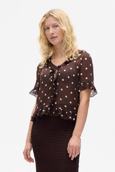 Shop MADICEN BLOUSE in Coffee Bean Dots | Fast Delivery