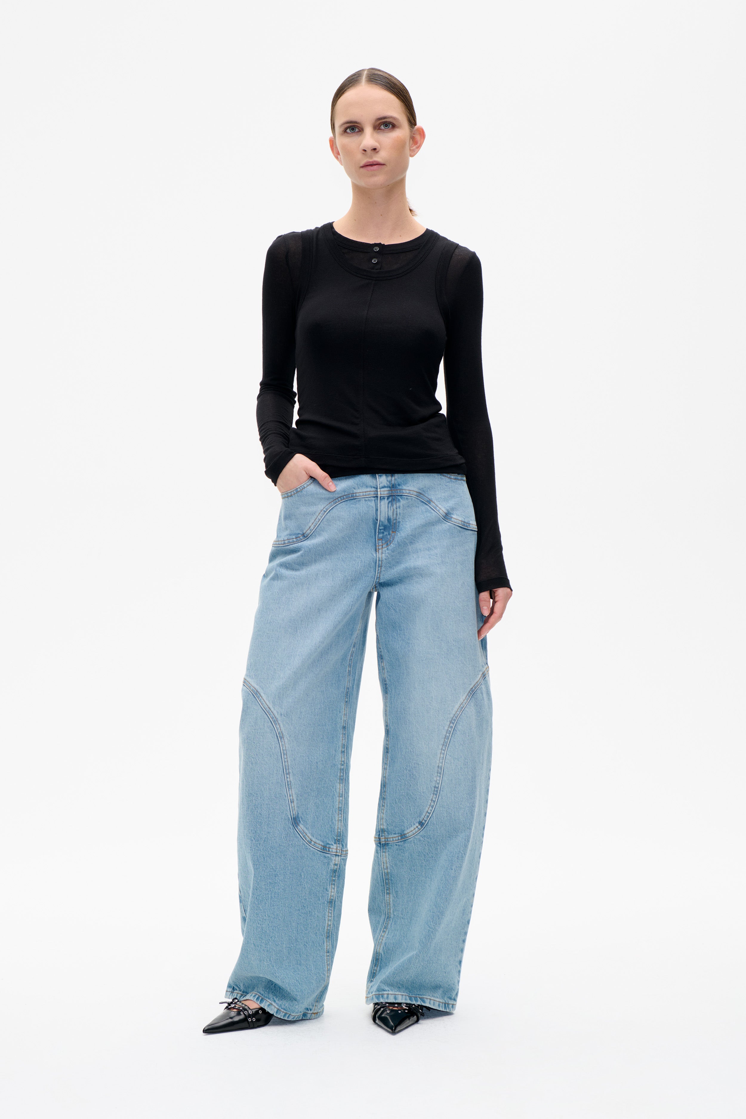 台*ー様 066 BAUM UND PFERDGARTEN 厚手 ストレッチ デ Baum und Pferdgarten Napolen High-Rise Wide-Leg Jeans | Anthropologie