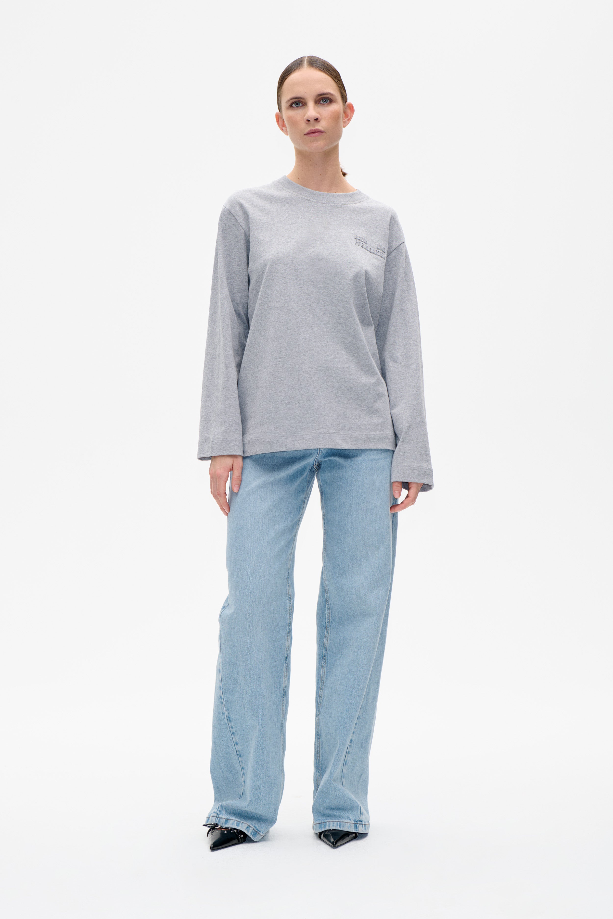 Shop JEEVONA T-SHIRT in Grey Melange | Fast Delivery