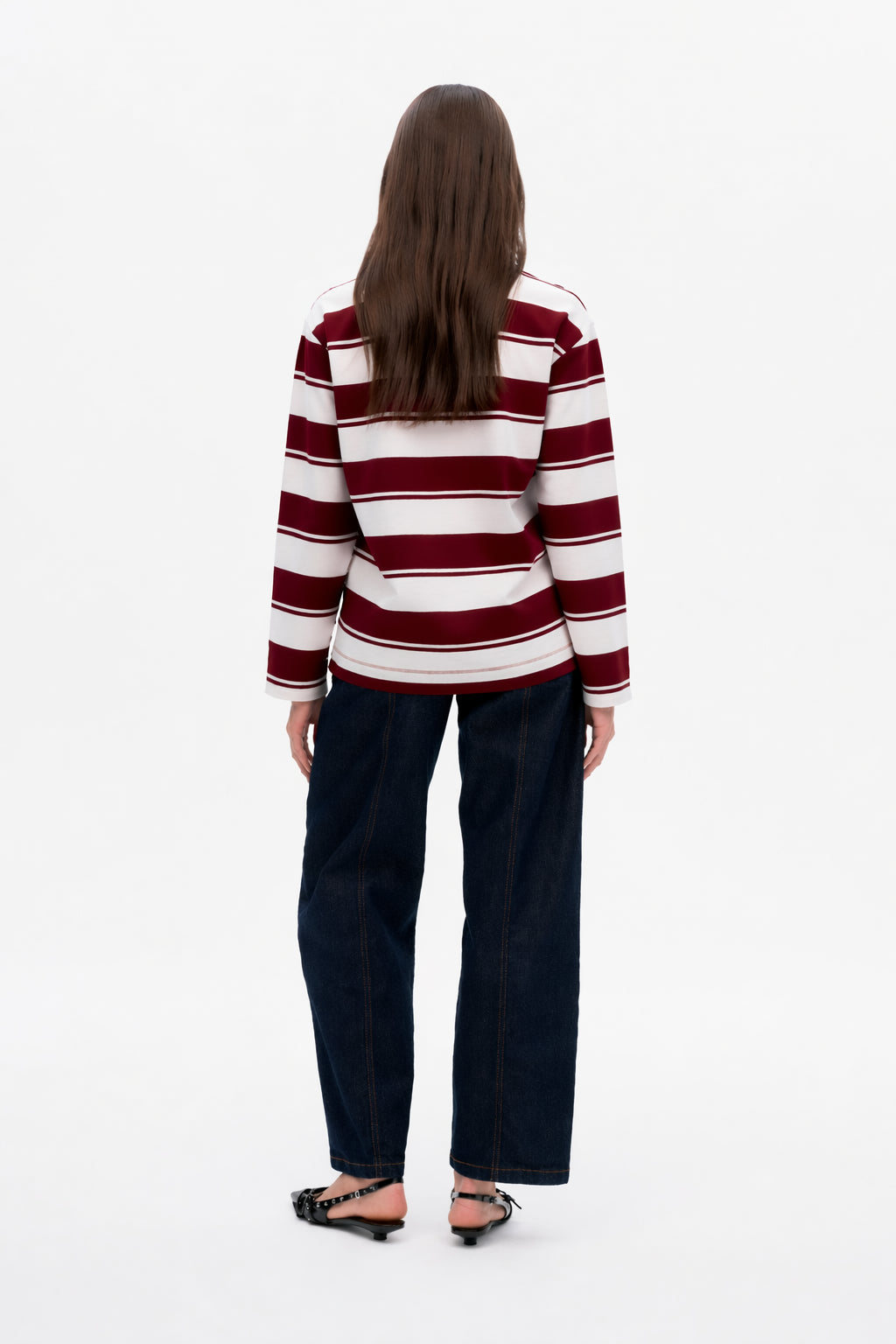 Shop JEANNE TOP in Pink Red Polo Stripe | Fast Delivery